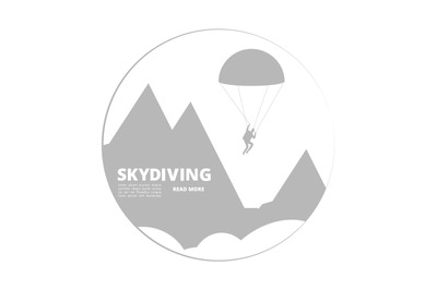 Vector skydivind sign with jumper and mountain landscape