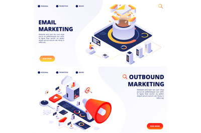 E-mail, outbound, internet marketing vector landing pages templates