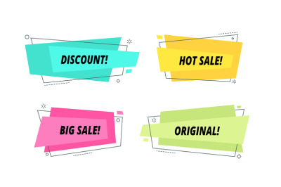 Modern sale banners set. Super price balloon graphic text shapes whole