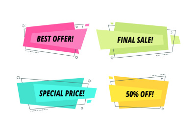 Modern sale tags set. Price label text shape bubble wholesale purchase