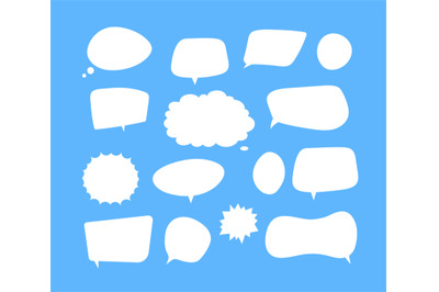 White speech bubbles. Thinking balloon talks bubbling chat comment clo