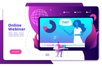 Webinar landing. Online webinars conference seminar speaker web consul