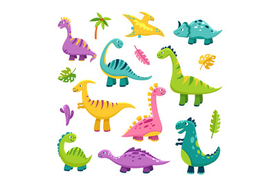 Cute dino. Cartoon baby dinosaur stegosaurus dragon kids prehistoric w