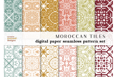 Moroccan digital paper - hand drawn seamless pattern, scrapbook paper