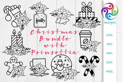 Christmas Bundle with Poinsettia Svg