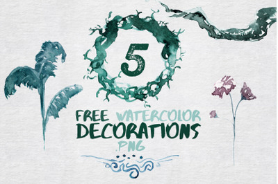 5 Watercolor Decorations and Elements