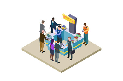 Real Estate exhibition 3d isometric vector illustration