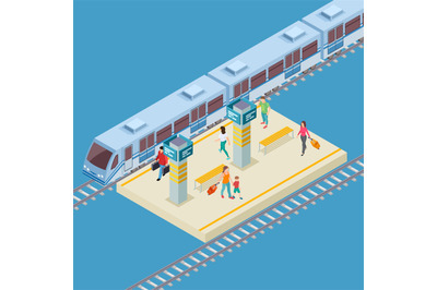 Isometric 3d city railway station vector location