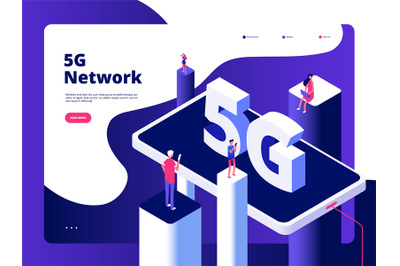 5g concept. Smartphone broadcaster 5g technology speed internet broadb