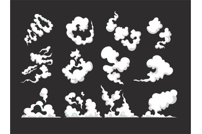 Cartoon smoke. Smoking car motion clouds cooking smog smell dust toxic