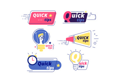 Quick tip. Tricks quick tips solution logos helpful advice text shapes