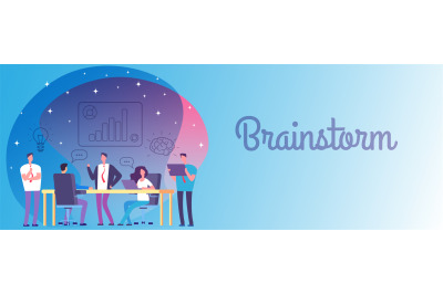 Brainstorm&2C; business team work vector banner template