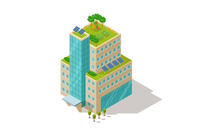 Ecological concept of apartment or hotel building vector illustration