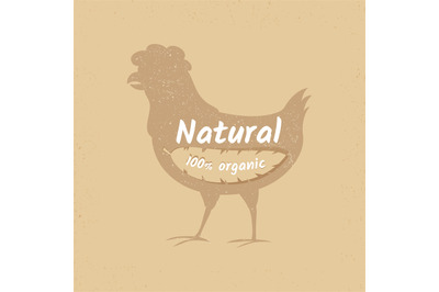 Organic chicken vintage vector logo design banner