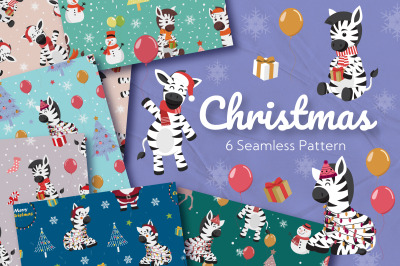 Christmas Zebra Seamless Pattern