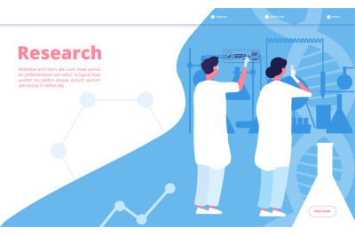 Research lab landing. Researcher chemist doing clinical test in chemic