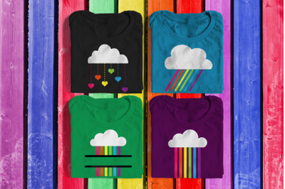 Rainbow Rain Clouds | SVG | PNG | DXF | EPS