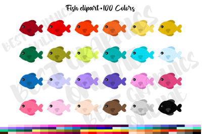 Rainbow Cute Fish Clip Art Set