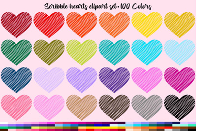 Scribble Hearts Clipart Valentine&#039;s Day