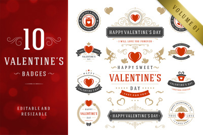 Valentine&#039;s Day Badges &amp; Cards