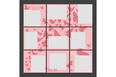 Social media posts puzzle template vector - inspired by instagram desi