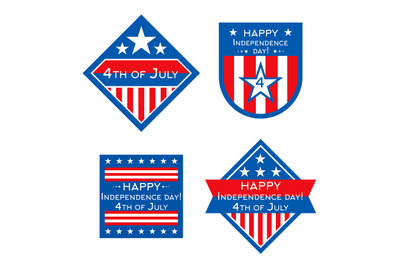 The USA Independence Day vector badges or labels design set