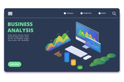 Business statistics charts, diagrams vector concept. Financial analyti