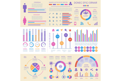 Infographic banners. Ui interface, information panel with finance grap