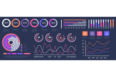 Infographic dashboard. Vector interface presentation elements set