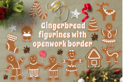 Gingerbread figurines with openwork border