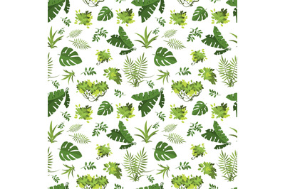 Tropical seamless pattern. Jungle exotic leaves vector background