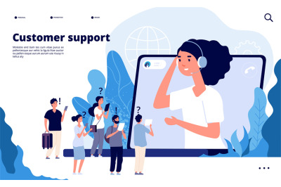 Customer support concept. Professionals help client with smartphone. T