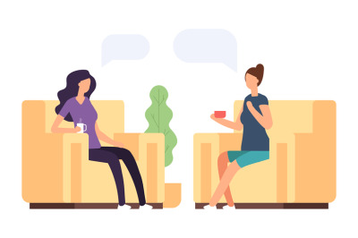 Two women are talking, psychoteraphy vector concept