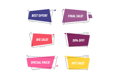 Sale tags vector. Sale banners template isolated on white background