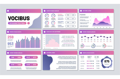 Vector info panels, presentation templates with infographics elements