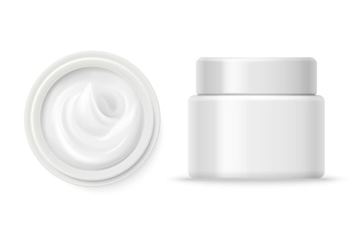 Cosmetic cream containers vector. Cream container top and front view i