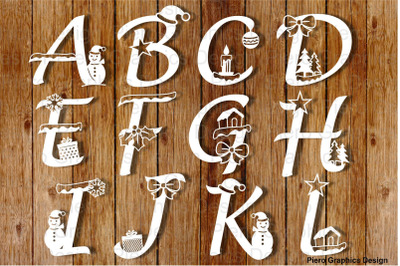 Decorated Christmas Alphabet and Numbers SVG files.