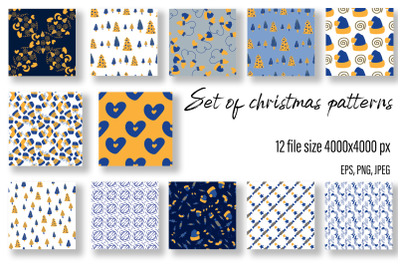 Christmas patterns with doodles