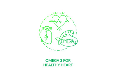 Omega 3 for healthy heart concept icon