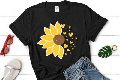 Sunflower SVG&2C; Half Sunflower clipart&2C; Sunflower cut file&2C; Sunflower c