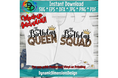 Birthday Queen &amp; Squad 2 Designs SVG, Birthday Queen, Birthday Squad,