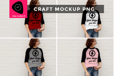 Raglan Tee with Model | PNG Mock Up