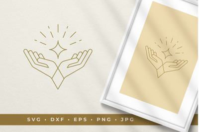 Hands with star line art graphic style vector illustration printable c