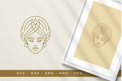 Female face line art graphic style vector illustration printable clipa