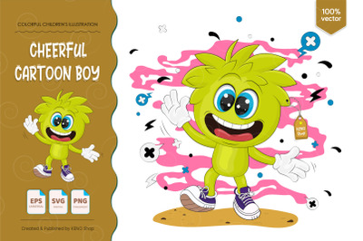 Cheerful cartoon boy + Poster