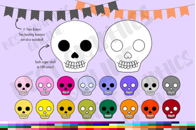 Day of the Dead Sugar Skulls Clipart