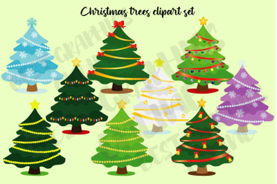 Christmas Tree Clip Art Set Holiday Xmas