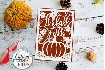Fall Thanksgiving card papercut svg laser cut cricut file