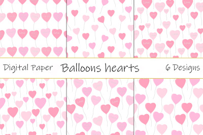 Set Patterns Balloons hearts Valentine&amp;&23;039;s day vector