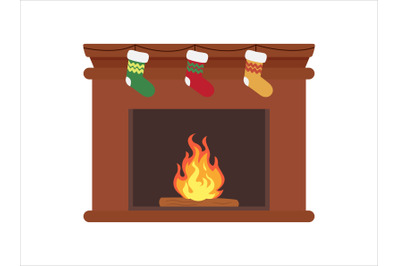 Christmas Fireplace Vector Illustration